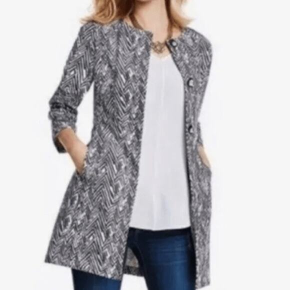 CAbi Zigzag 3/4 Sleeved Button Up Ponte Jacket Style 3034, M - Picture 2 of 8